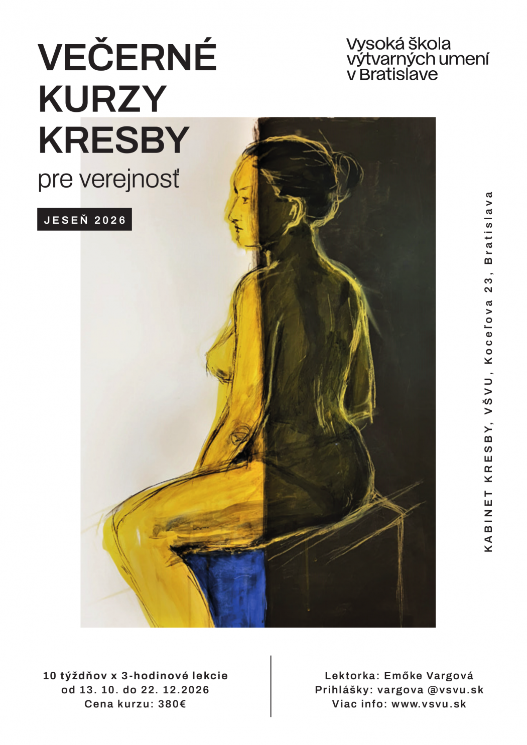 Plagát k jesennému kurzu kresby živého modelu 2026