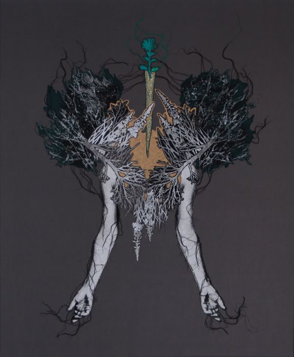 Eternal Sleep, 120x100 cm, machine embroidery, textile