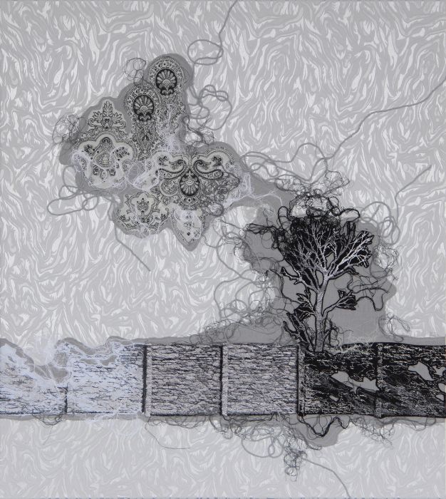 Frozen Wind, 90x80 cm, machine embroidery, textile