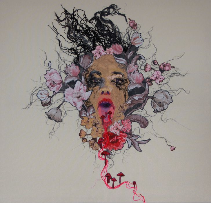 Death of a Porcelain Doll, 140x130 cm, machine embroidery, textile
