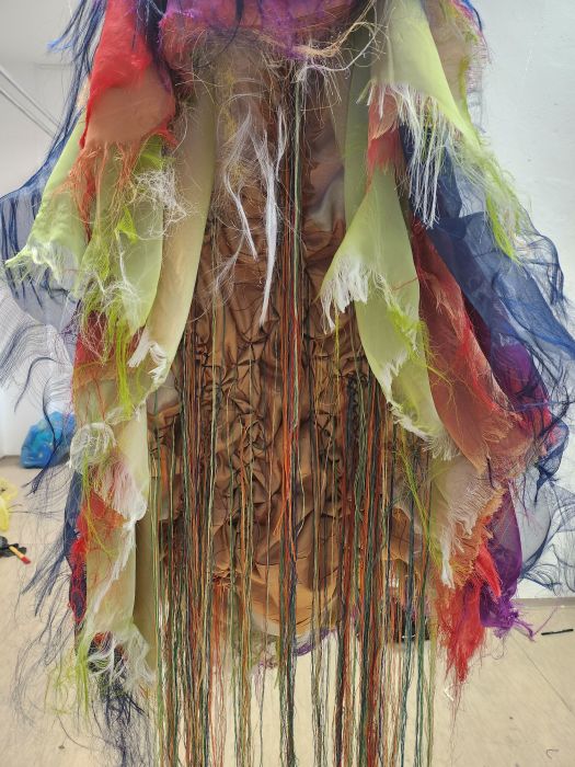 gathering, layering, cutting, unravelling, textile