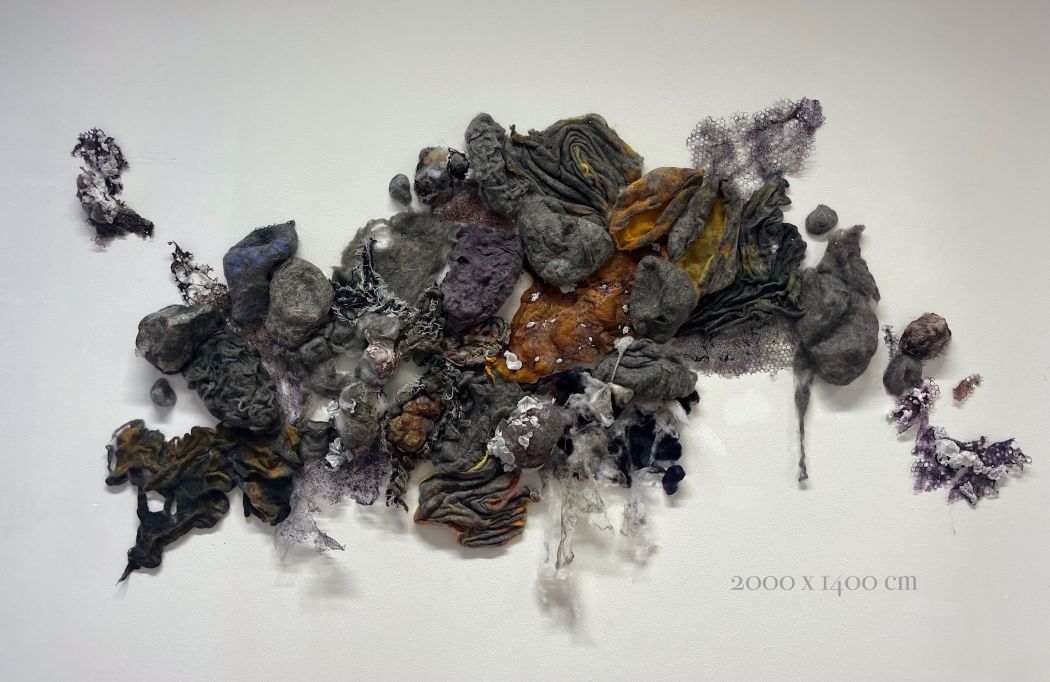 felting, stitching, wool fleece, plastic, textile