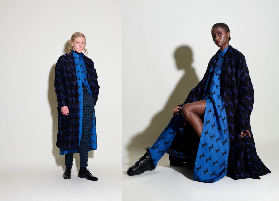 Pattern from the /si:/ collection in three material versions of jacquard weaving